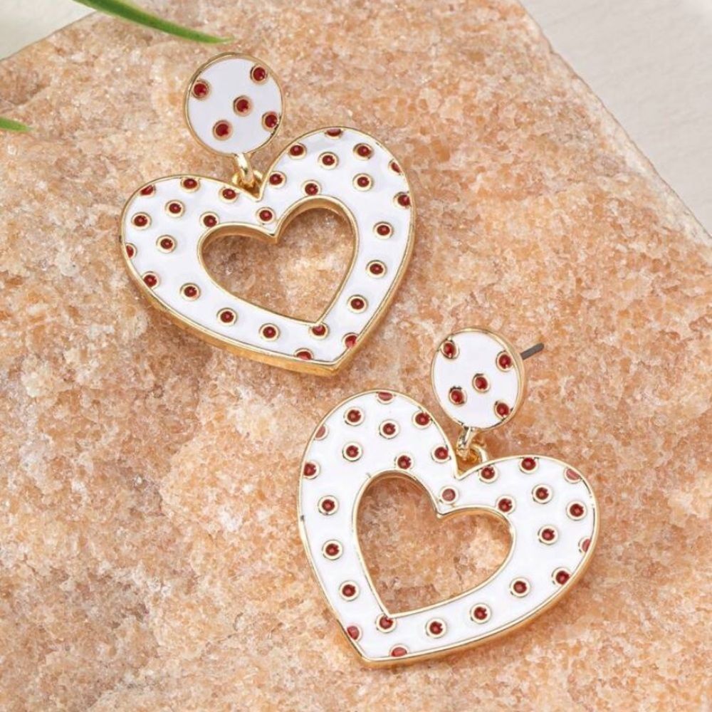 3for$20 1 Pair Ins Sweet Cute Metal Heart Shaped Pendant Earrings,